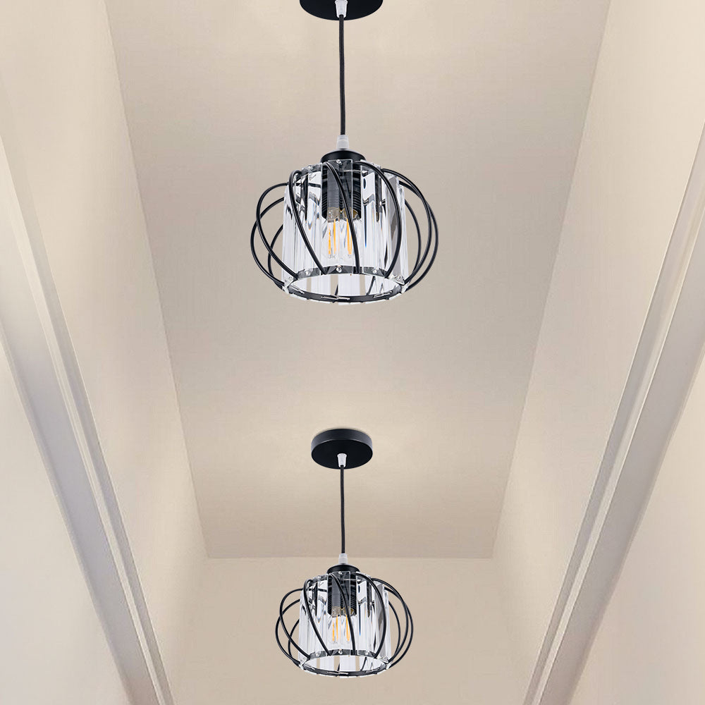 Pendant Light Black Glass Globe Ceiling Fixture 1