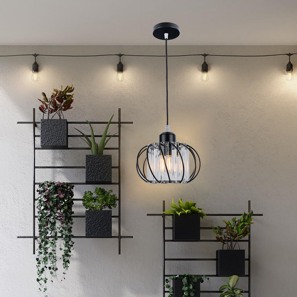 Pendant Light Black Glass Globe Ceiling Fixture 4
