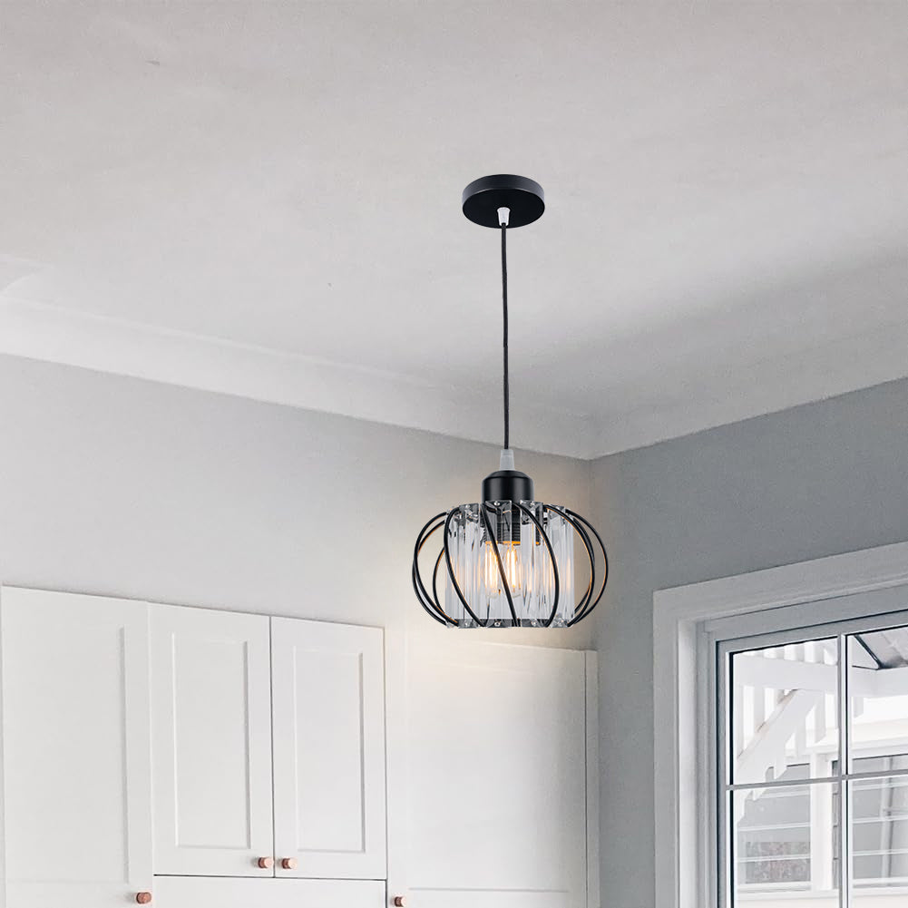 Pendant Light Black Glass Globe Ceiling Fixture 5