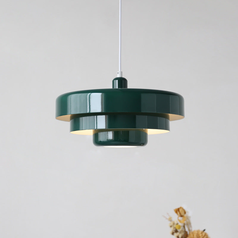 Pendant Light Mid-Century Orange Metal Fixture 12