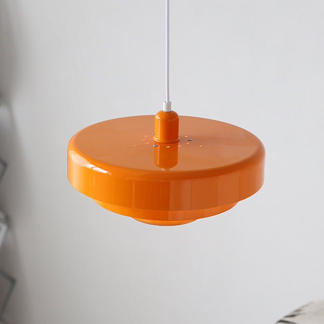 Pendant Light Mid-Century Orange Metal Fixture 5