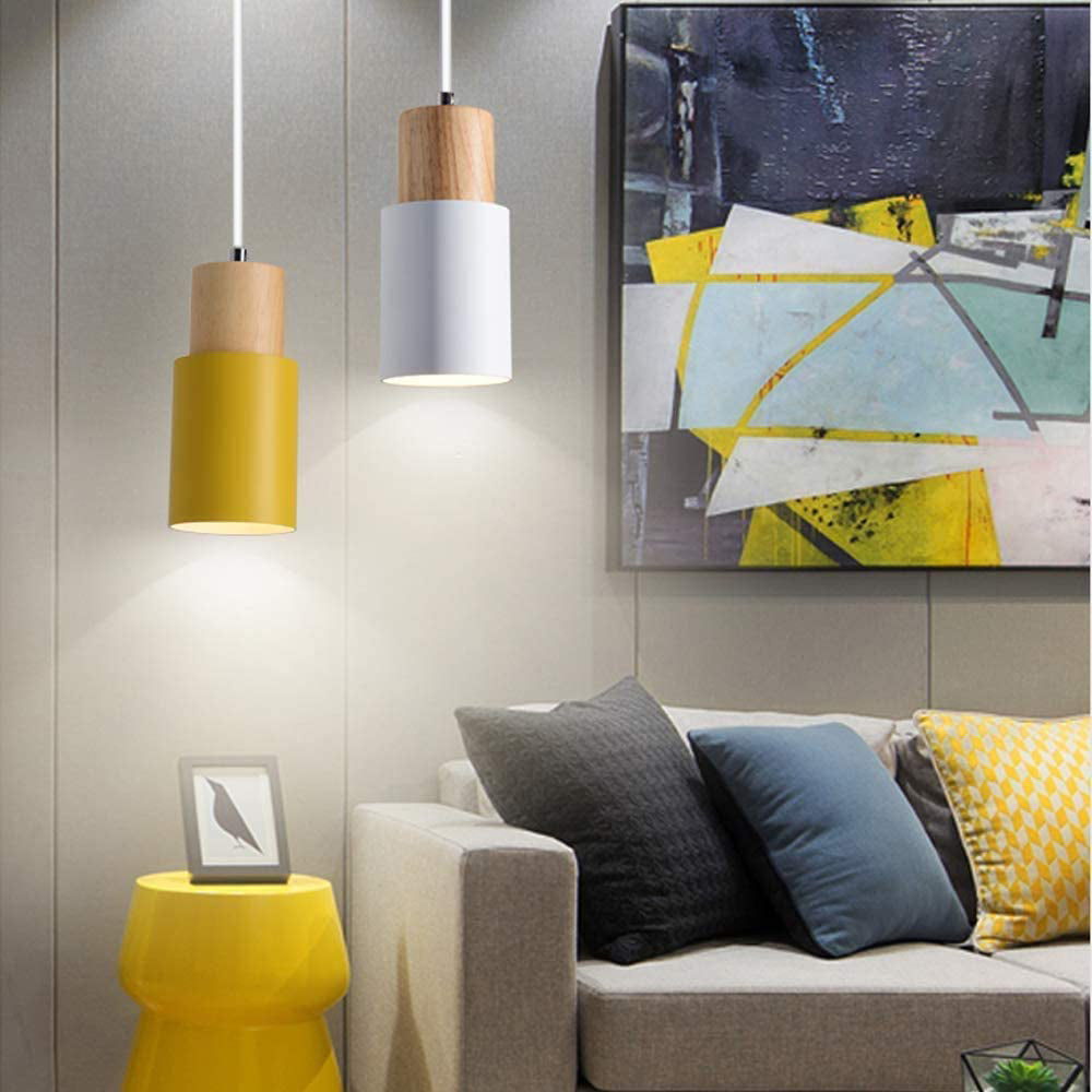 Pendant Light Modern Wood Black Cylinder Fixture 10