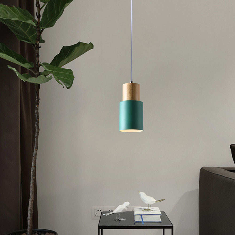 Pendant Light Modern Wood Black Cylinder Fixture 11