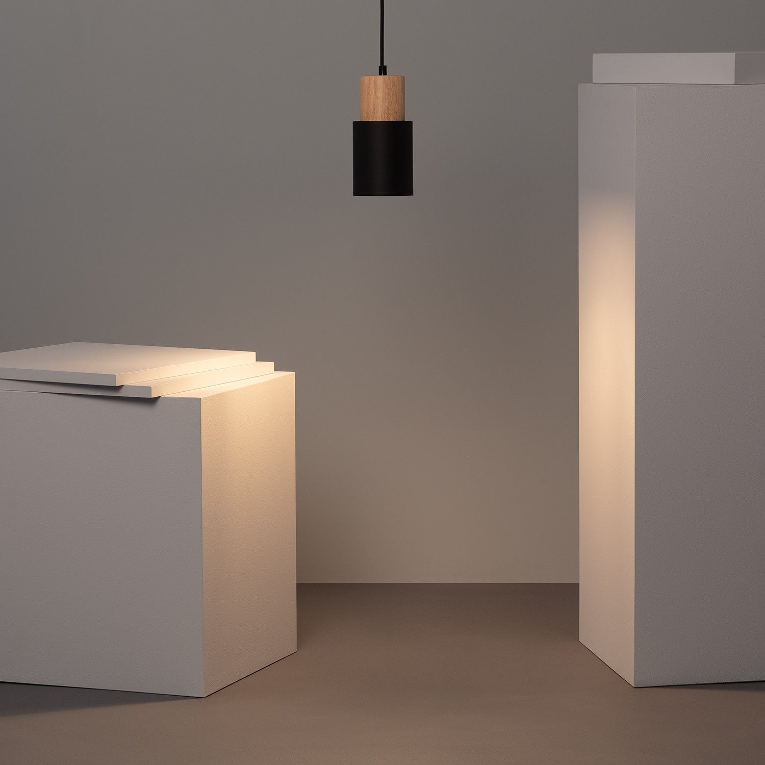 Pendant Light Modern Wood Black Cylinder Fixture 2