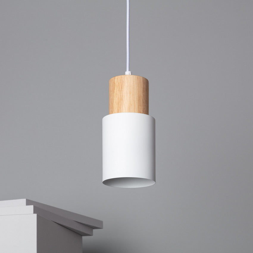 Pendant Light Modern Wood Black Cylinder Fixture 6