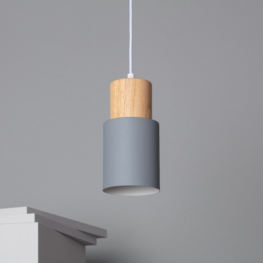 Pendant Light Modern Wood Black Cylinder Fixture 9
