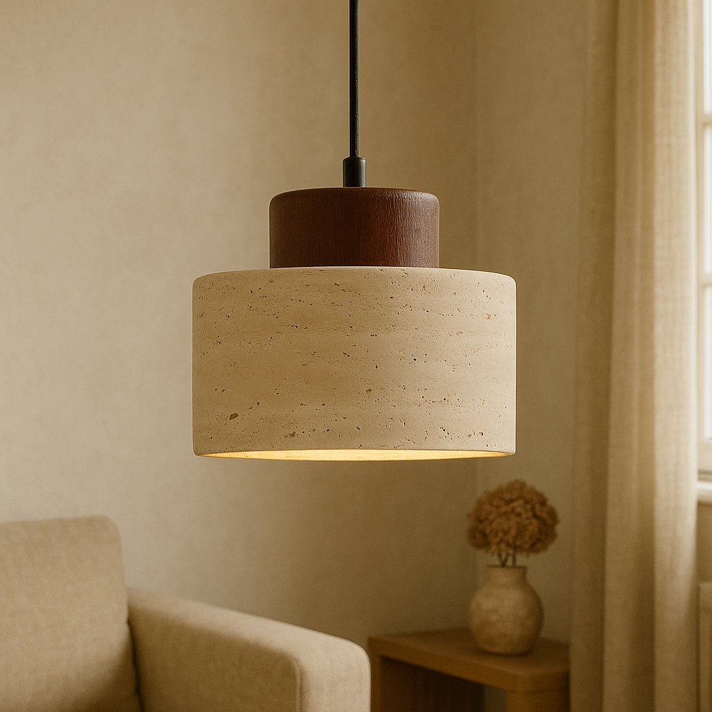 Pendrel | Elegant Travertine Inspired Stone Pendant Lamp 4