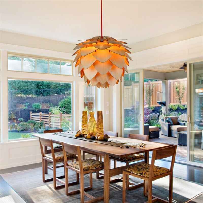 PineGlow | Rustic Wooden Pendant Kitchen Light with Warm Decorative Ambience