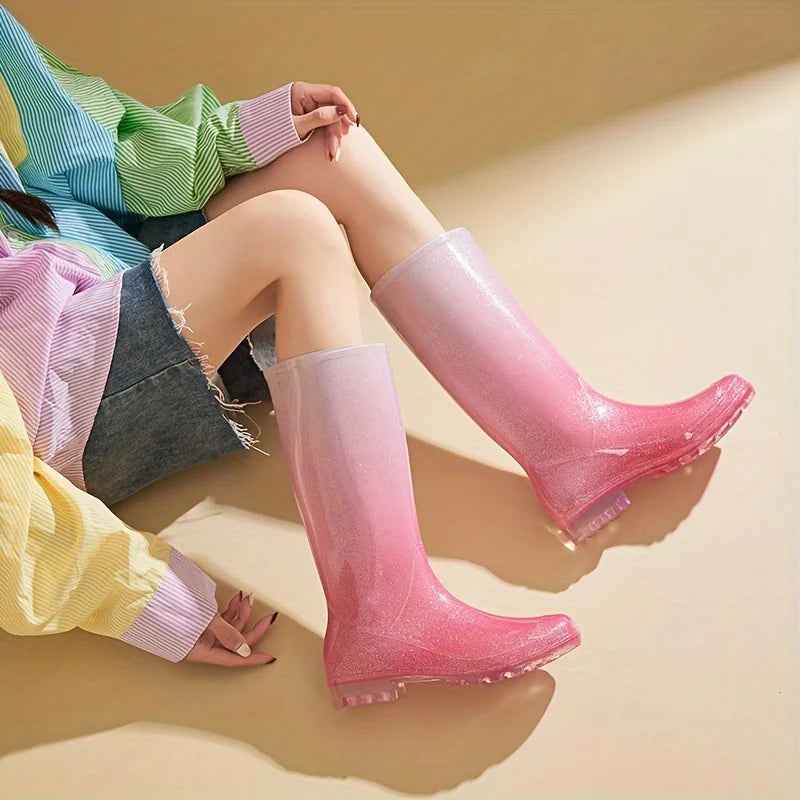 StormGlow | Women’s Ombre Waterproof Rain Boots Mid-Calf Style