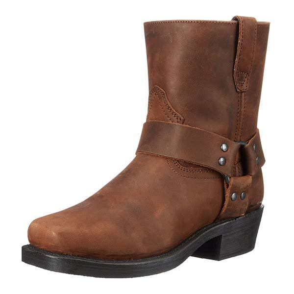 Ava | Edgy Mid-Cut Black Leather Biker Boots 2