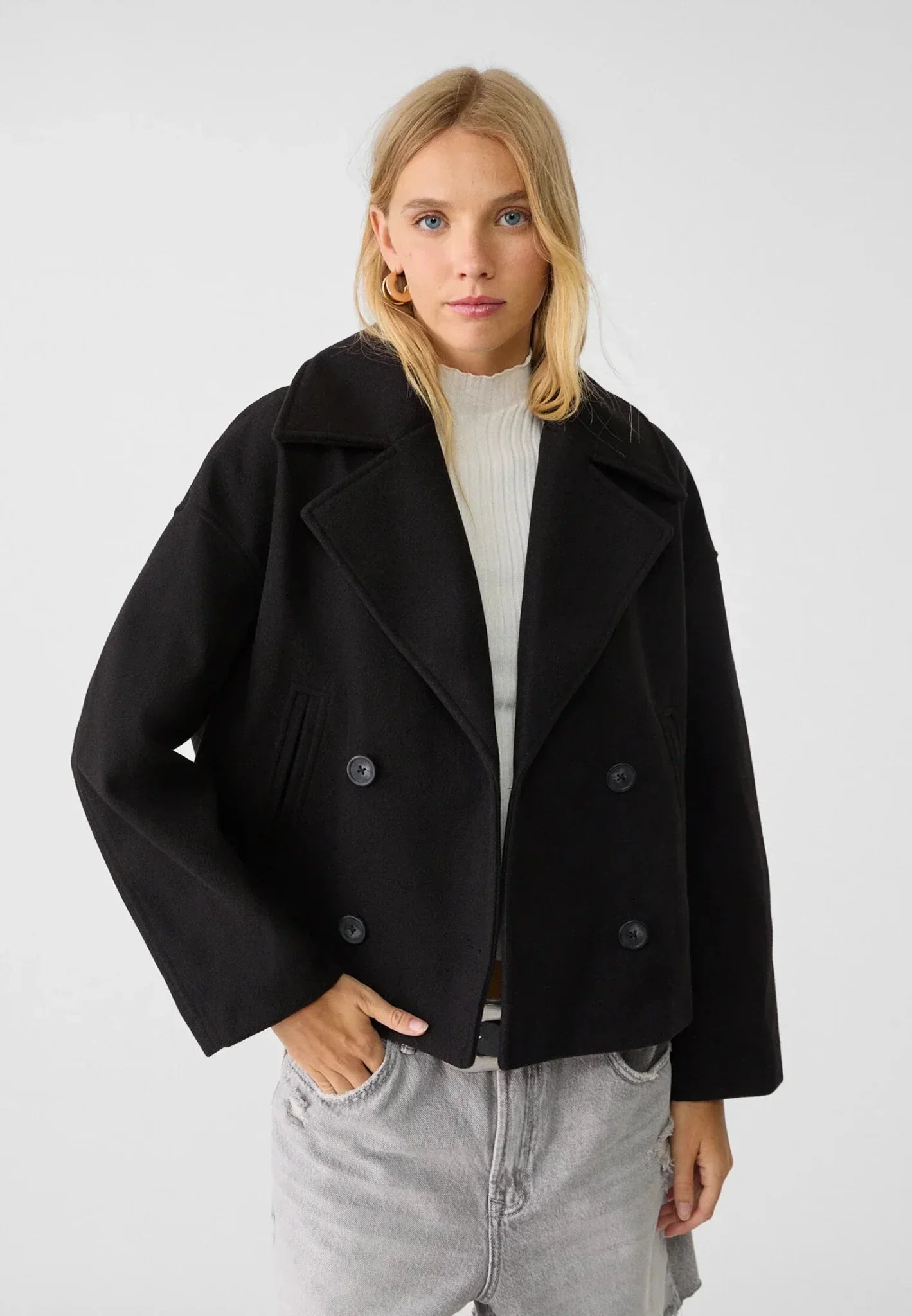 Ava | Stylish Oversized Women's Jacket, Chic Cropped Wool-Look Coat 2