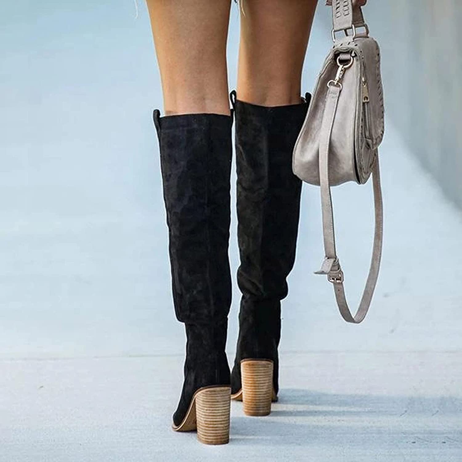 Sophie | Urban Chic Gray Block Heel Women's Boots 6