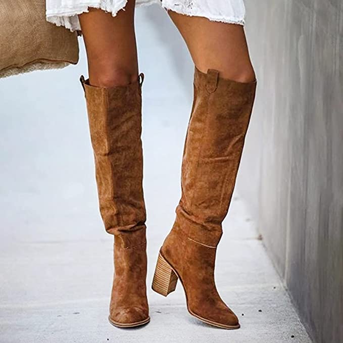 Sophie | Urban Chic Gray Block Heel Women's Boots 7