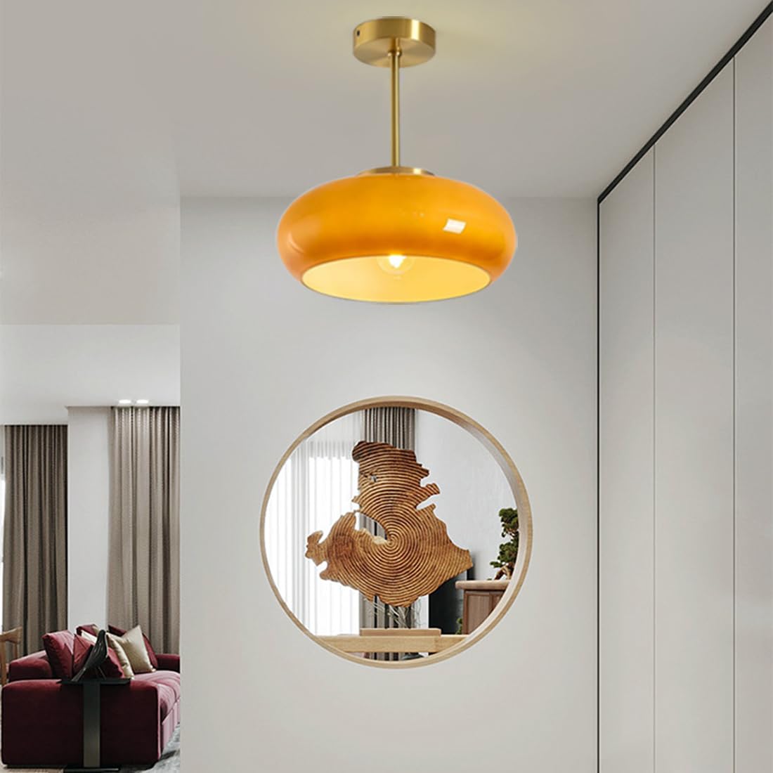 Vintage Round Glass Ceiling Light Fixture 7