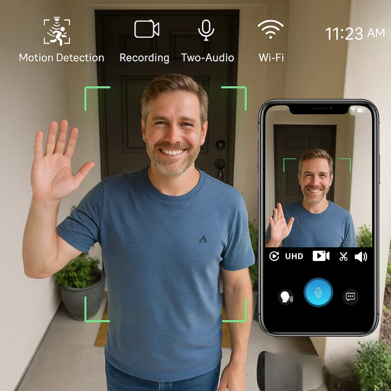 Wireless HD Video Doorbell Camera with 1080P, Night Vision, Two-Way Audio, and Motion Alerts 2