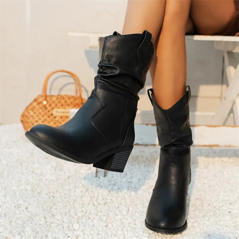 Ava | Stylish Elegant Black Leather Ankle Boots for Women 3