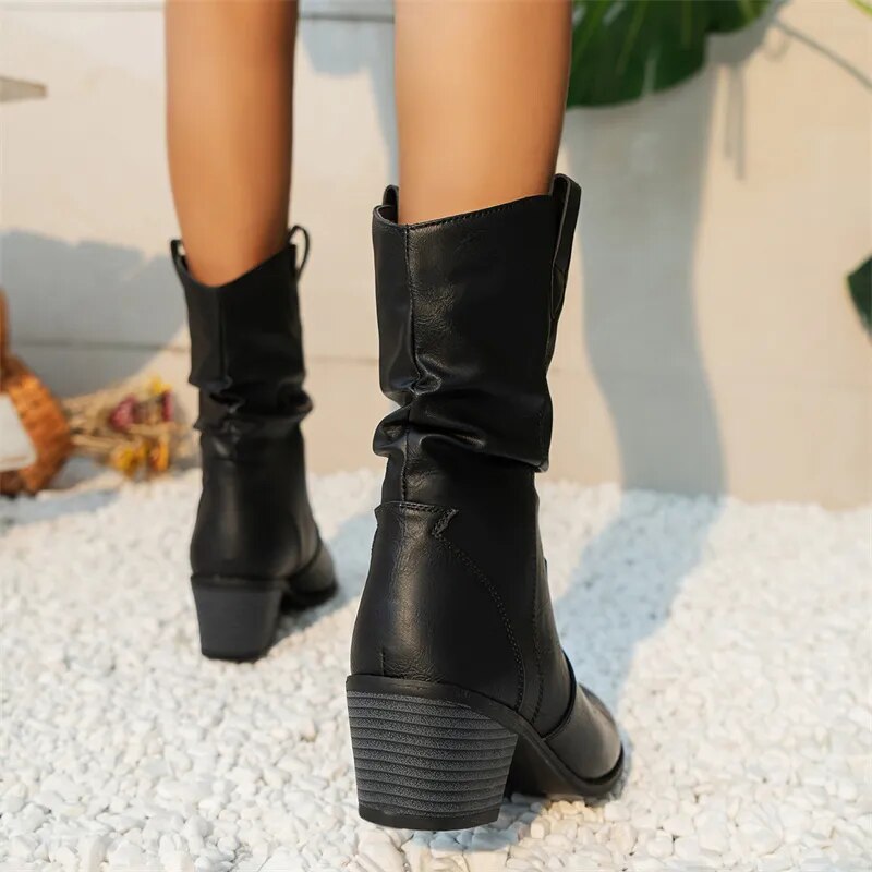 Ava | Stylish Elegant Black Leather Ankle Boots for Women 4