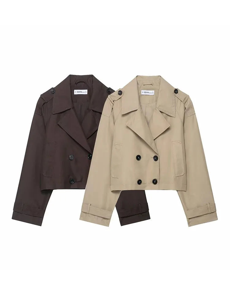 Ava | Chic Double Breasted Short Trench Coat 2