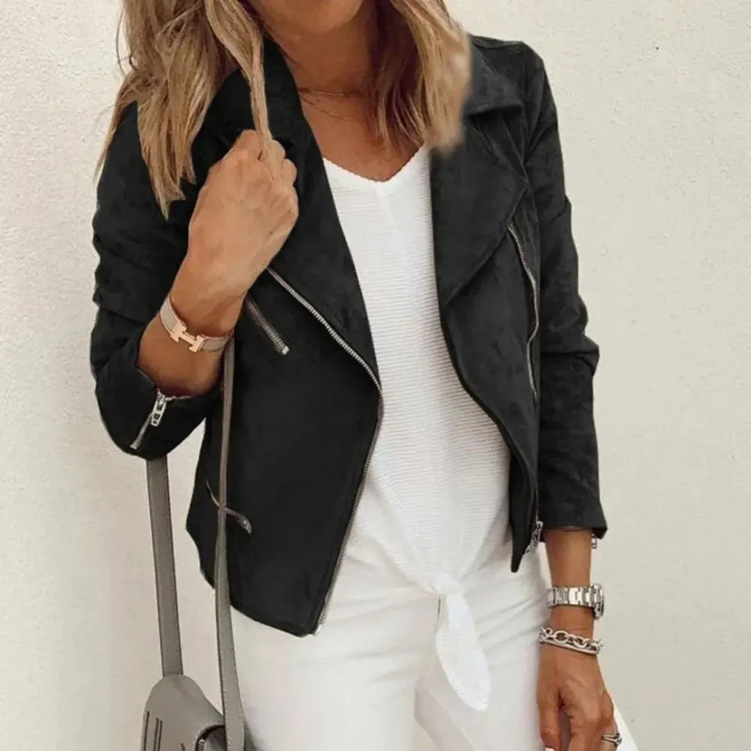 Ava | Stylish Faux Suede Moto Jacket 3