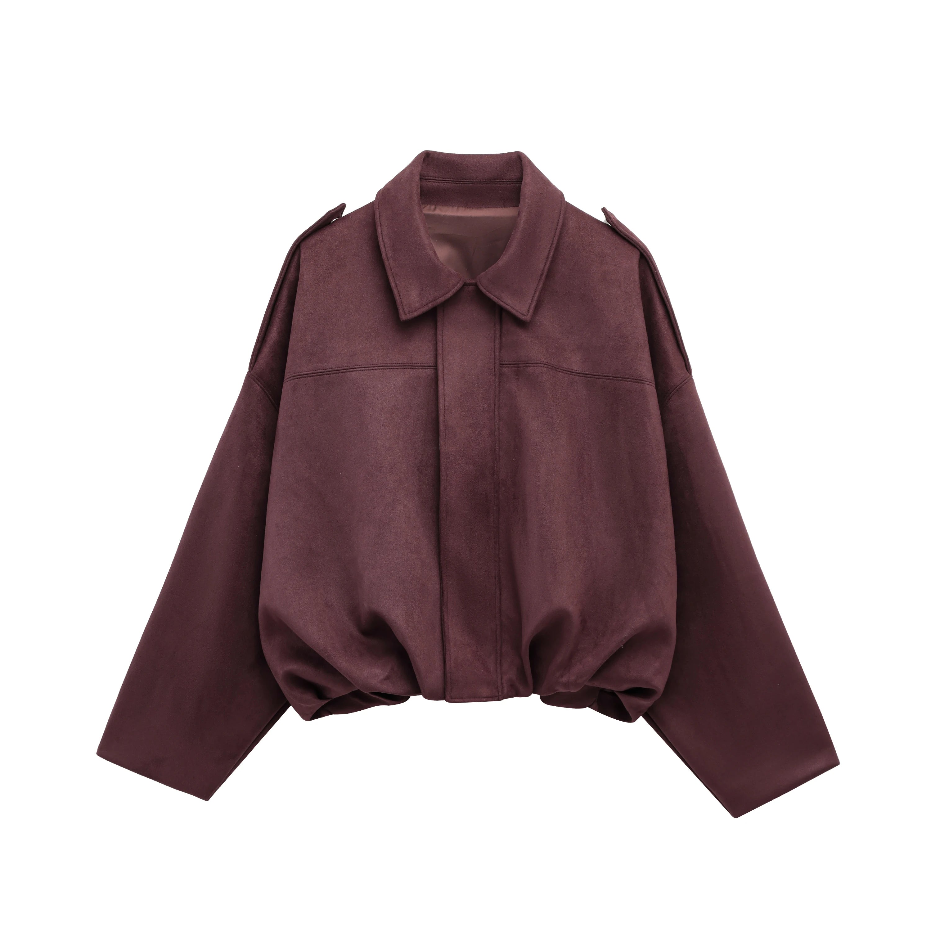 Ava | Trendy Loose Fit Suede Bomber Jacket 7