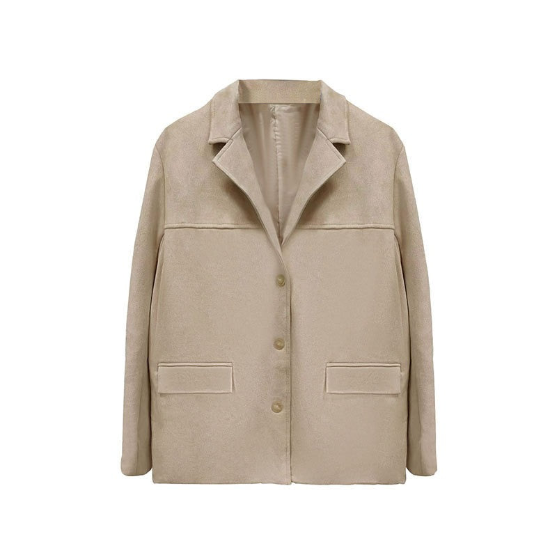 Denise | Women's Vintage Suede Long Sleeve Buttoned Blazer